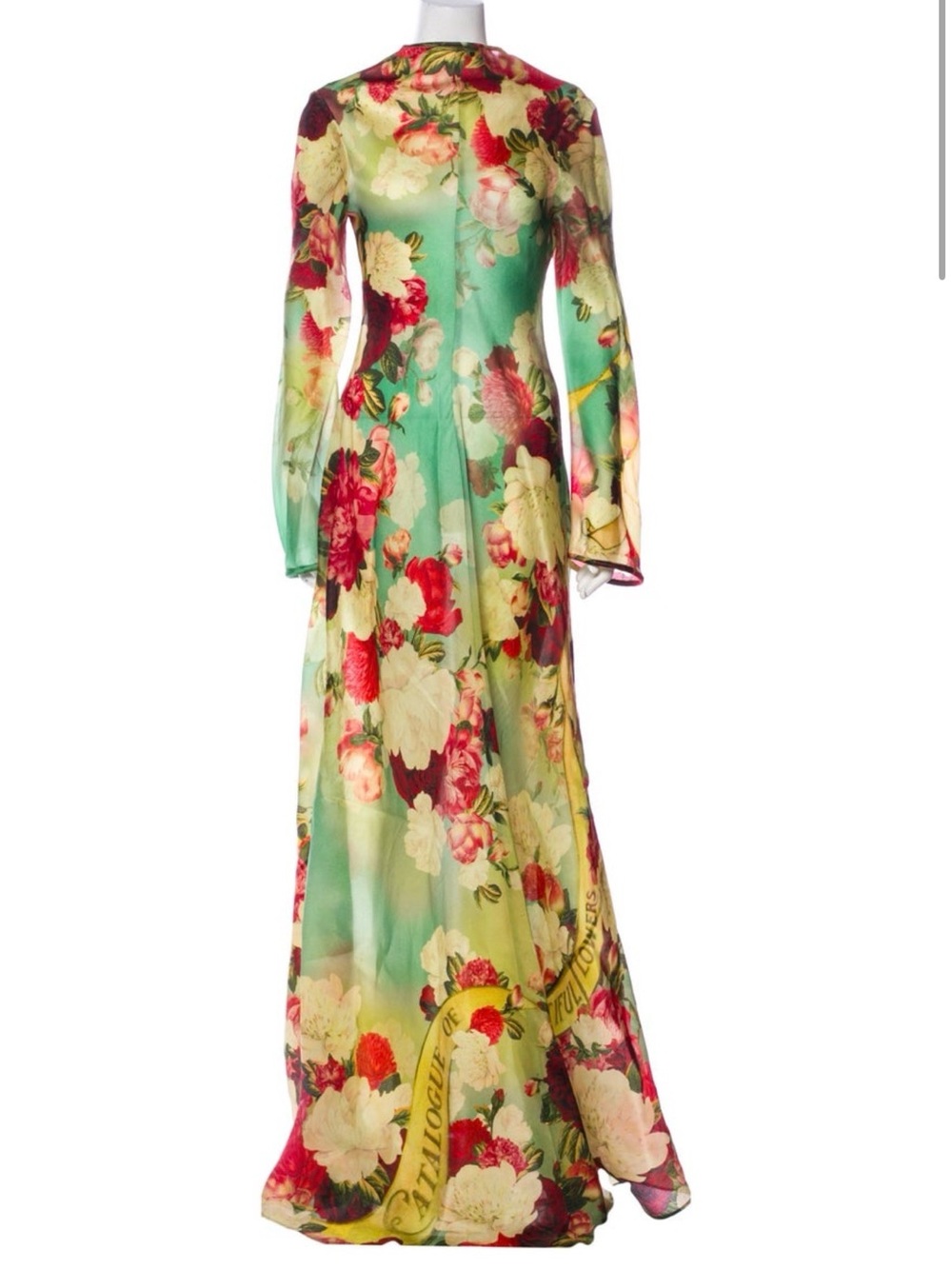 Zimmermann Green Floral Silk Maxi Dress with Pink & Cream Blooms - Picture 3 of 3